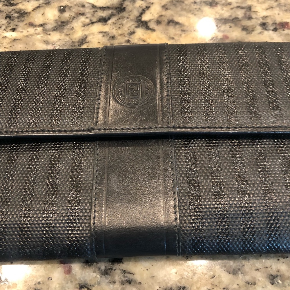 Fendi Black Textured Leather Clutch